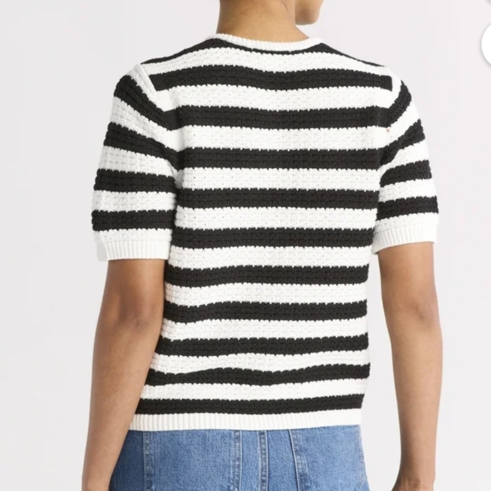 NWT - FREE ASSEMBLY Crochet Cardigan Striped Sweater with Gold Buttons - Picture 3 of 9